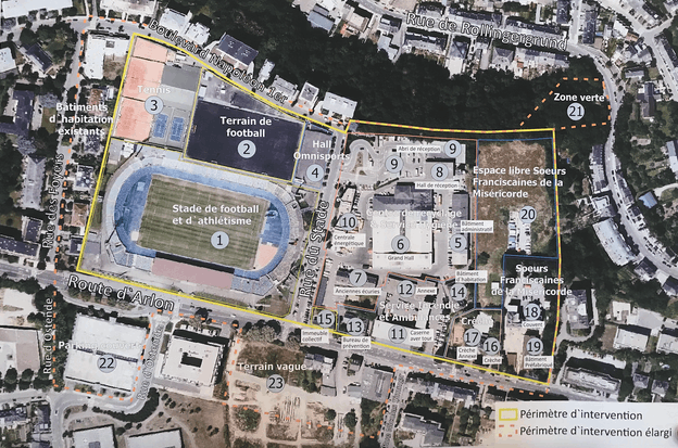 Le futur quartier du stade couvre un territoire de 10 hectares à Luxembourg. (Illustration : Ville de Luxembourg)