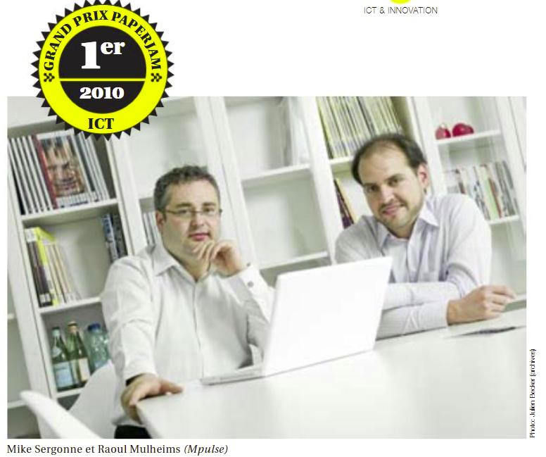 2010, Sergonne et Mulheims remportent le premier prix de l’ICT décerné par Paperjam. (Photo: collection Raoul Mulheims)