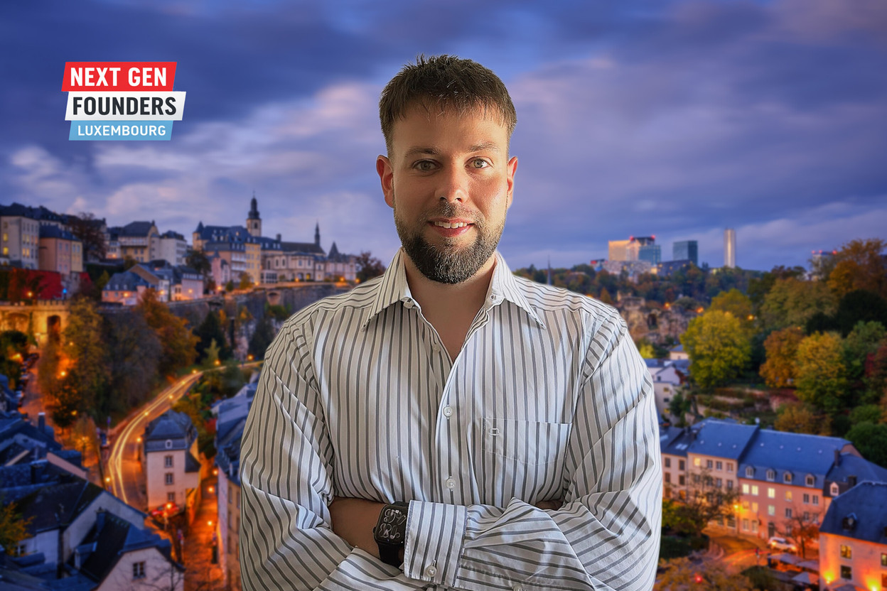 Steven Scheuer, aged 28, is developing Re-fill from Mondorf-les-Bains, where the brand was founded on the idea of making hydration more convenient, personalised and appealing. (Photo: Steven Scheuer, Shutterstock; layout: Paperjam)