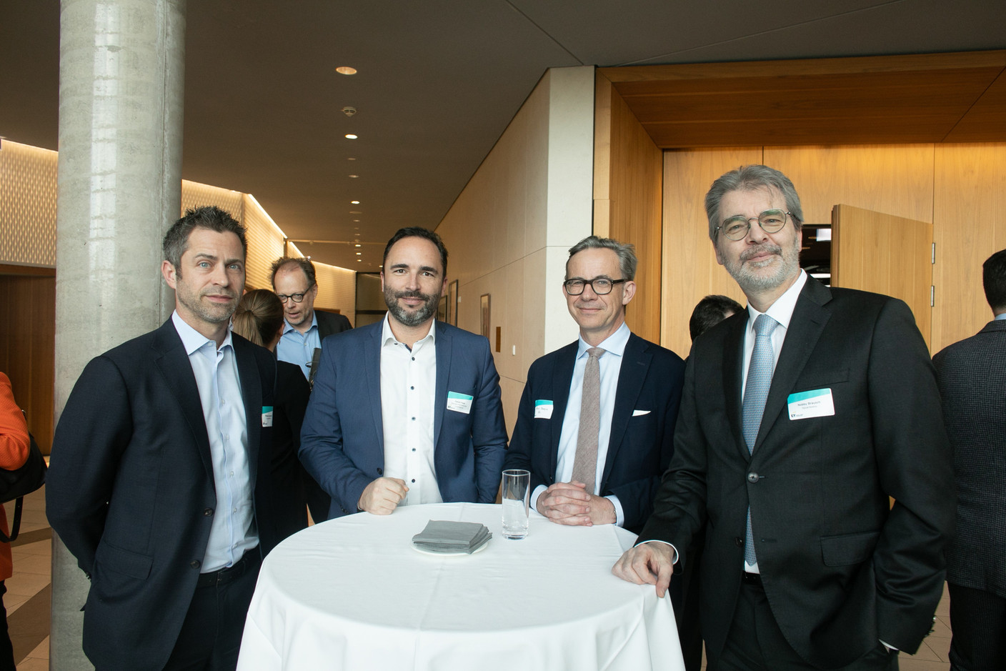 Daniel Haag (2nd from left), Banque Internationale Luxembourg; Nobby Brausch (right), Spuerkeess. Photo: Matic Zorman / Maison Moderne