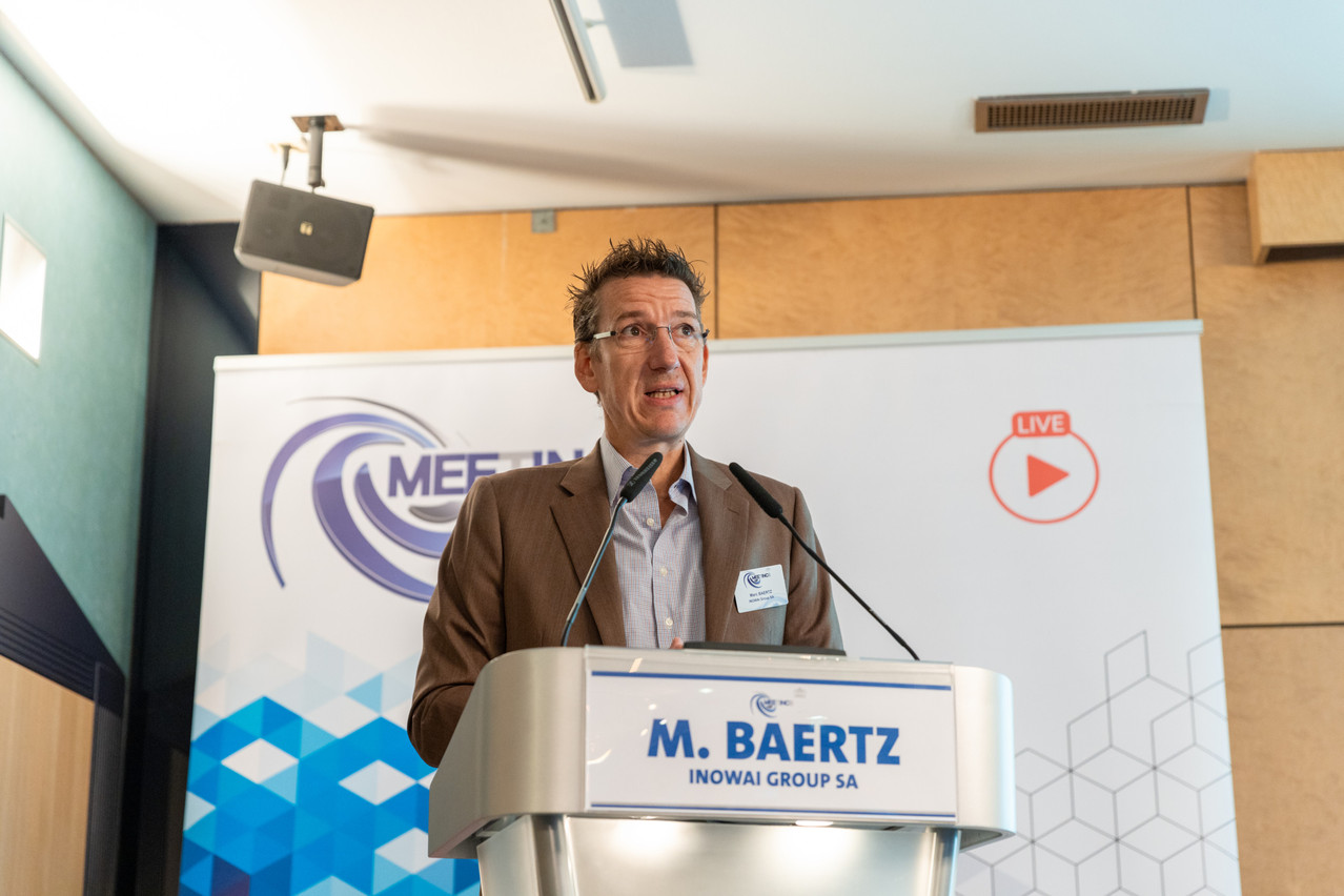 Marc Baertz, CEO of the Luxembourg-based real estate agency Inowai, believes property transaction volumes could potentially tick up in mid-2024. Library picture: Marc Baertz is seen speaking at a press conference, 11 October 2023. Photo: Romain Gamba/Maison Moderne