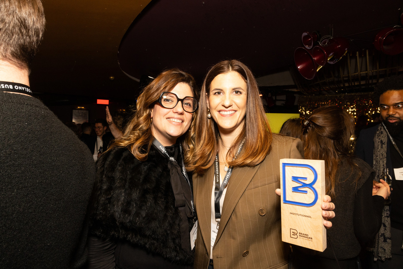 Stéphanie Rouge (Vanksen) and Aliki Zachariadis (Philharmonie Luxembourg) at the second edition of the Brand Manager of the Year event, which took place at Gotham on 23 January 2025. Photo: Eva Krins / Maison Moderne
