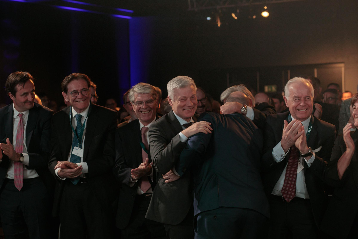 À gauche, Nicolas Buck (Président de l'UEL) et Claude Wiseler (CSV) au centre (Photo: Matic Zorman)