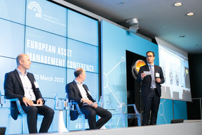 Jean-Baptiste Graftieaux of Bitstamp, Dave Sparvell of Swissquote Bank Europe and Jean-Christian Six of Allen & Overy, seen during the “Crypto, tokenisation, NFTs” panel, 23 March 2022. Photo: Matic Zorman