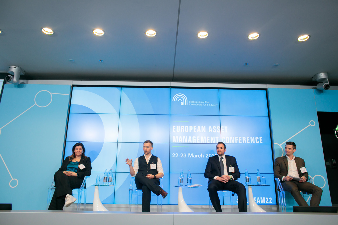 Simona Stoytchkova of State Street, Dimitrij Gede of Iconic Holding, Steve Jacoby of Clifford Chance and Patrick Hoffmann of the Luxembourg financial regulator CSSF are seen on the “Digital custody” panel at Alfi’s European Asset Management Conference, 23 March 2022. Photo: Matic Zorman
