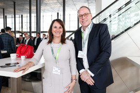 Brenda Bol, Bank of New York Mellon; Daniel Engel, Edmond de Rothschild Asset Management, seen attending Alfi’s Global Asset Management Conference, 19 March 2024. Photo: Eva Krins/Maison Moderne