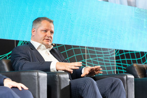 Charlie Jewkes, head of global wealth, Aviva Investors, seen speaking on the “From Bull to Bear--will market volatility create new opportunities?” panel during the Cross-Border Distribution Conference, 25 May 2023. Photo: Romain Gamba