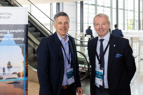 Eric Terme (Etasset) and Eric van de Kerkhove (VDK Consult) at the Cross-Border Distribution Conference held at the European Convention Center in Kirchberg on 25 May. Photo: Romain Gamba/Maison Moderne