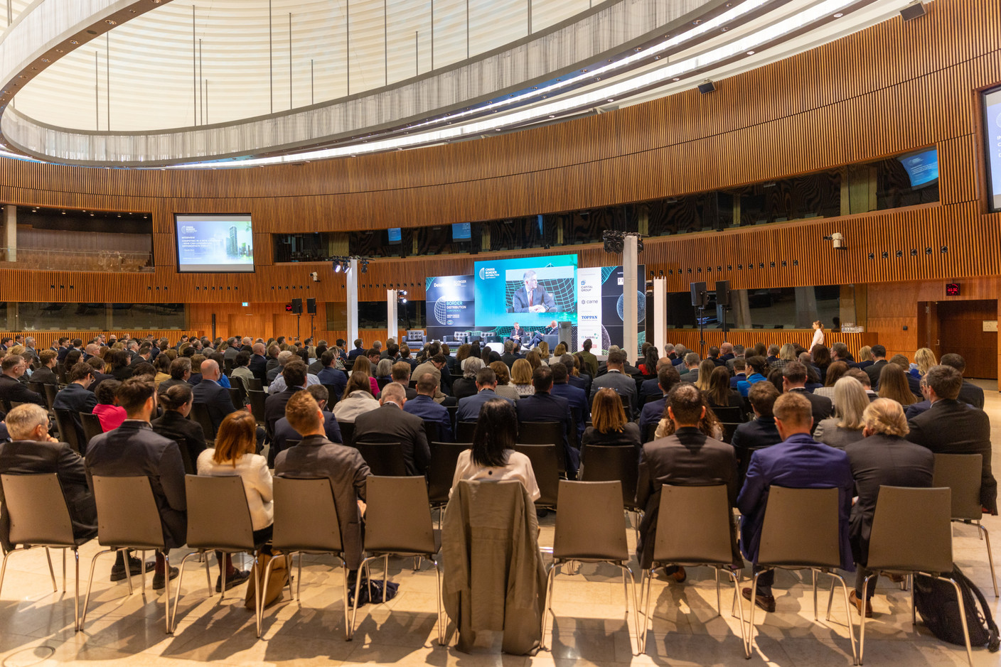 The Cross-Border Distribution Conference was co-organised by Elvinger Hoss Prussen and Deloitte with the support of the Financial Times, and held at the European Convention Centre in Kirchberg, 25 May 2023. Photo: Romain Gamba
