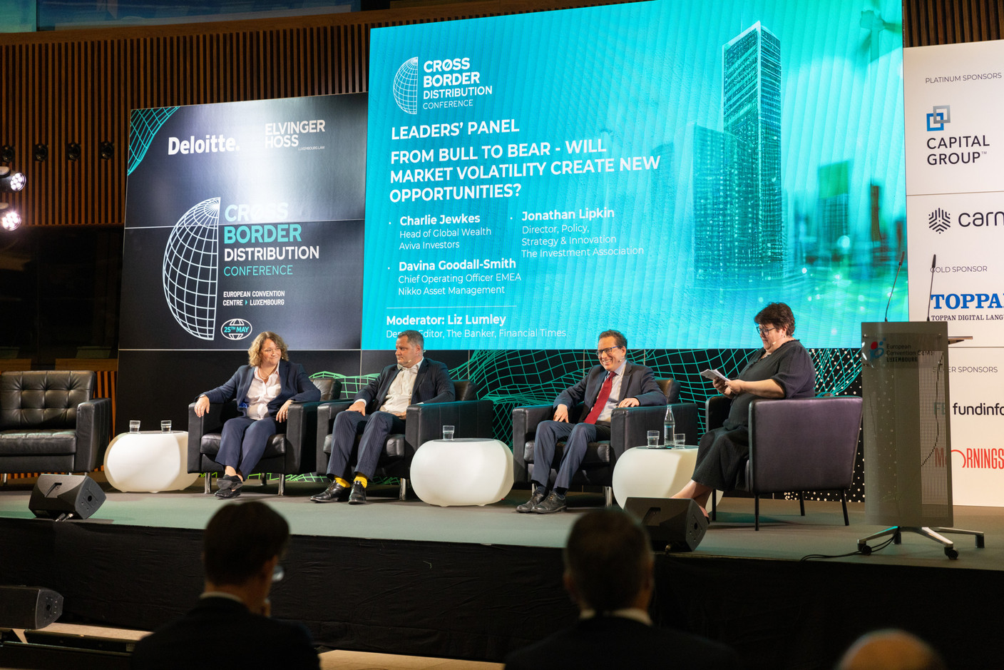 The “From Bull to Bear--will market volatility create new opportunities?” panel during the Cross-Border Distribution Conference, 25 May 2023. Photo: Romain Gamba