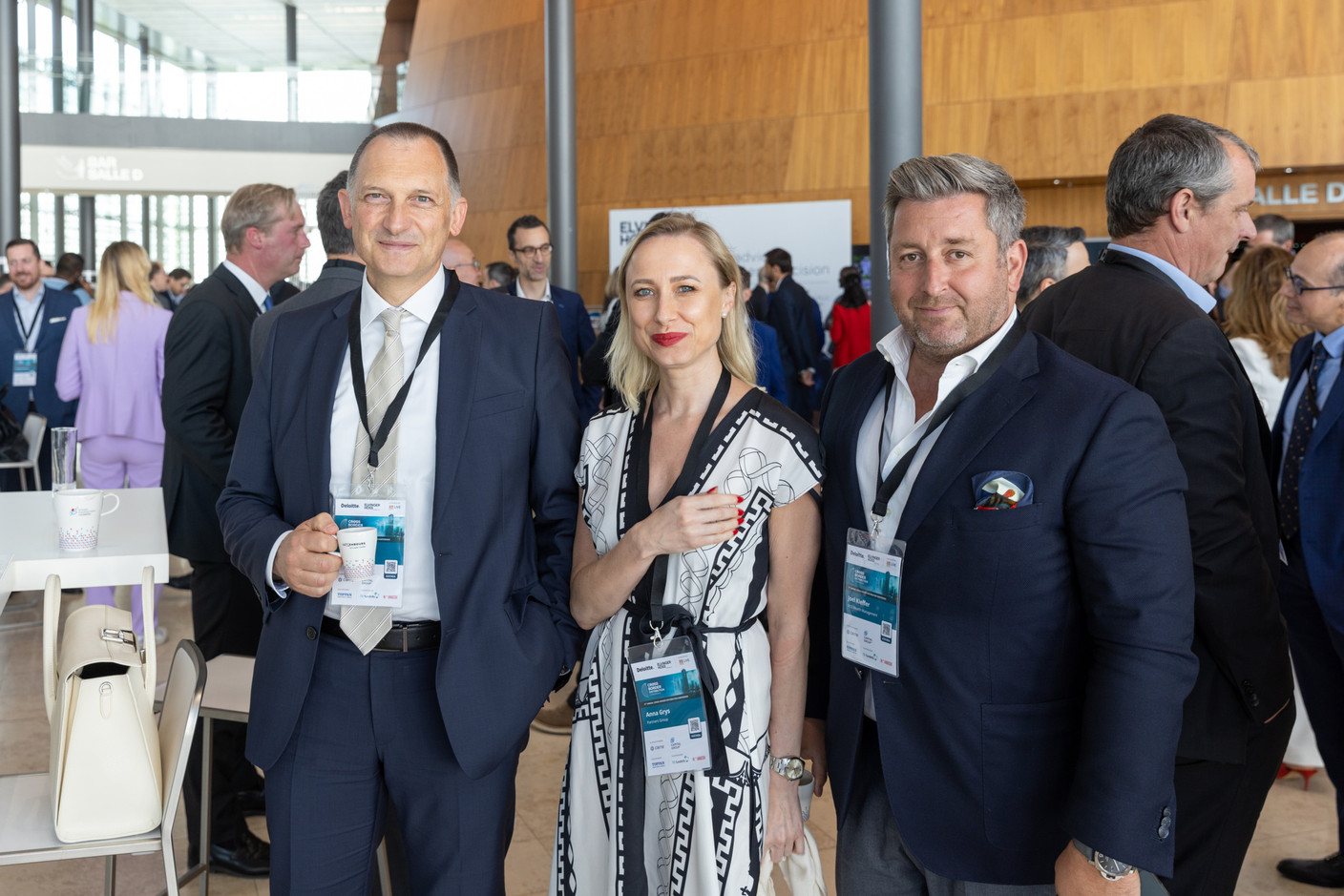 Anna Grys (Partners Group), Joel Kieffer (BOS Wealth Management) at the Cross-Border Distribution Conference held at the European Convention Center in Kirchberg on 25 May. Photo: Romain Gamba/Maison Moderne