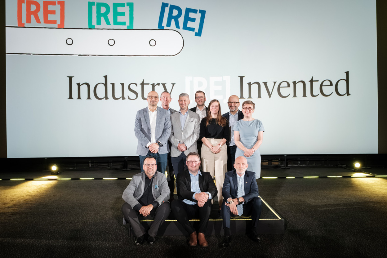 Dr Levent Kirkayak (List), Paul Ribus (Fanuc Europe), Benoît Scholtissen (Aperam), Philippe Strebler (Ceratizit), Julie Mouzon (Circuit Foil), Jean-Philippe Hildebrand (LuxScan Technologies—Weinig Group), Véronique Martin-Lang (Goodyear), Pedro Nunes (Dupont de Nemours), Olivier Vassart (ArcelorMittal) et Pierre Thein (Hein). (Photo: Patricia Pitsch/Paperjam)