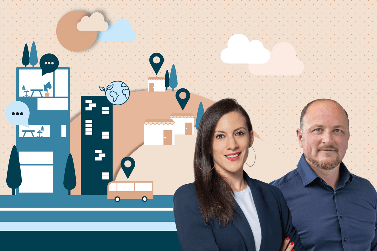 Emna Rekik, Country Lead chez JLL Luxembourg, et Alain Clarinval, responsable de Tétris Design&Build Luxembourg. (Illustration: Maison Moderne)