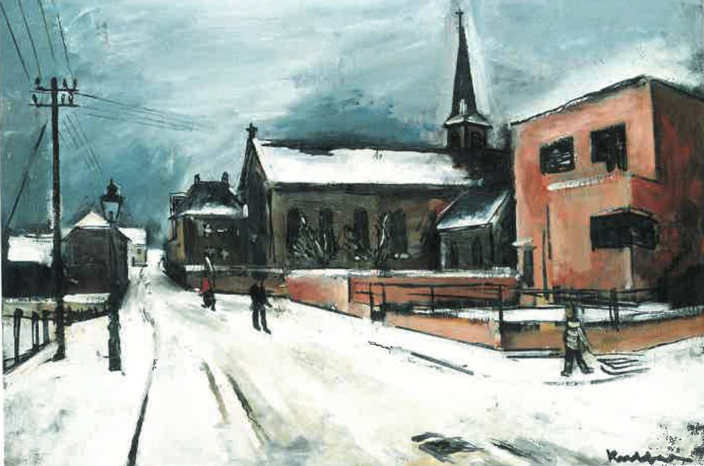Ce tableau de Joseph Kutter intitulé  «Paysage de neige»,  représente sa maison du Limpertsberg vers 1928. (Photo: D.R.)