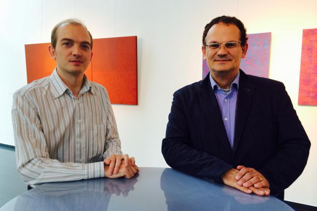 Frédéric Le Dinahet et Evangelos Papadopoulos représentent fièrement la communauté des start-up du Luxembourg au prix Mercure HEC. (Photo: TheMarketsTrust)