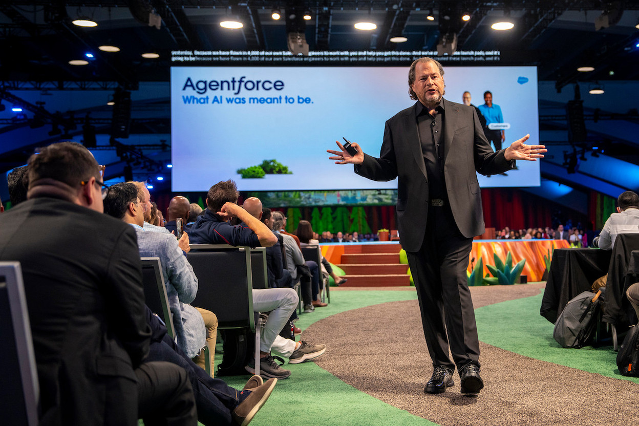 In 26 years, 100m requests had not been handled by Salesforce's support department. With AI agents, Marc Benioff is catching up with his company. Photo: Jakub Mosur Photography/Salesforce