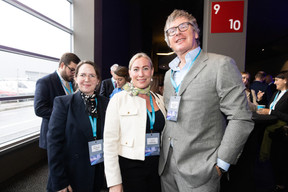 Martina Frisch (BIL Manage Invest), Josephine Eiserman (Trustmoore) and Thorsten Lederer (Panteo Global Partners) at the Clearstream Fund Summit, Kirchberg Kinepolis, 10 October 2024. Photo: Eva Krins/Maison Moderne