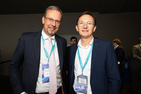 Laurent Wauthier (BIL) and Jean-François Marliere (Marliere & Partners) at the Clearstream Fund Summit, Kirchberg Kinepolis, 10 October 2024. Photo: Eva Krins/Maison Moderne