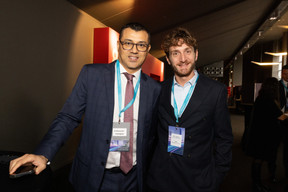 Abdelatif El Ghazouani (Carmignac) and Yann Ginther (Vontobel) at the Clearstream Fund Summit, Kirchberg Kinepolis, 10 October 2024. Photo: Eva Krins/Maison Moderne