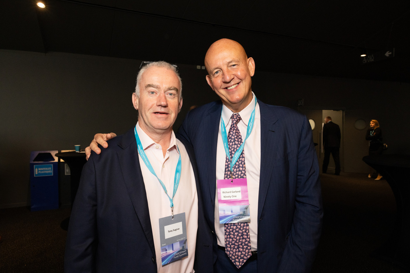 Tony Sugrue and Richard Garland (Ninety One) at the Clearstream Fund Summit, Kirchberg Kinepolis, 10 October 2024. Photo: Eva Krins/Maison Moderne
