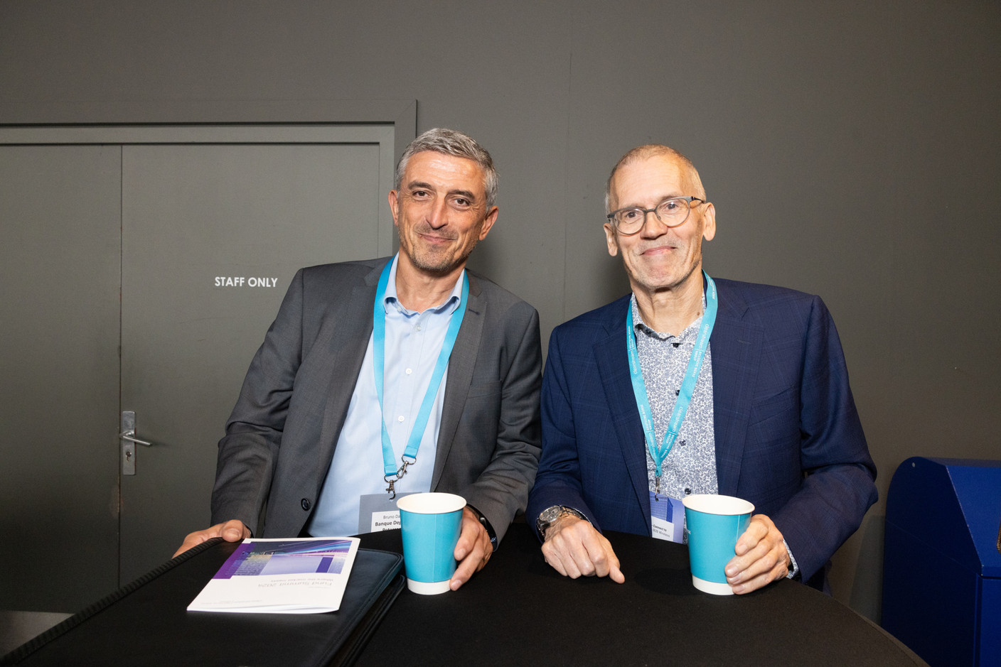 Bruno Dani (Banque Degroof Petercam) and Georges Kohr (independent non-executive director) at the Clearstream Fund Summit, Kirchberg Kinepolis, 10 October 2024. Photo: Eva Krins/Maison Moderne