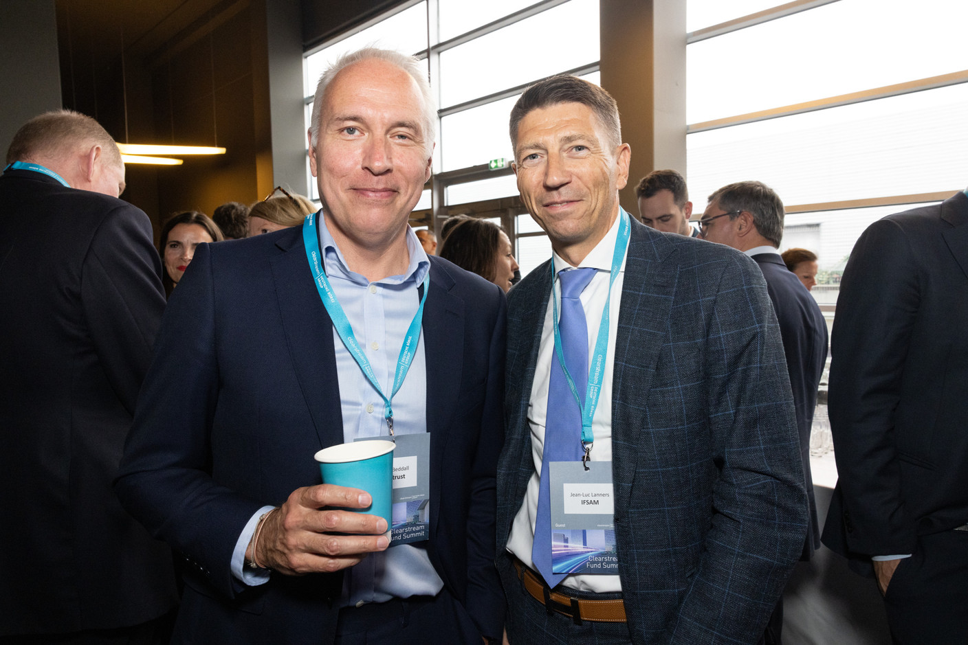 James Beddall (Liontrust) and Jean-Luc Lanners (IFSAM) at the Clearstream Fund Summit, Kirchberg Kinepolis, 10 October 2024. Photo: Eva Krins/Maison Moderne