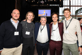 Georges Zahlen-Karanatsios (Axiomatic), Stéphane Lenert (Marberie Bertrand), Jean-Luc Bermes, Bryan Ferrari (Spuerkeess) et Gauthier Gosselin (Axiomatic). (Photo: Marie Russillo/Maison Moderne)
