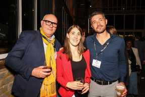 Philippe Champion (Fentra), Ama Annika Grobecker (Emotional Inspiration) et Thibaut Lorin (Fentra). (Photo: Marie Russillo/Maison Moderne)