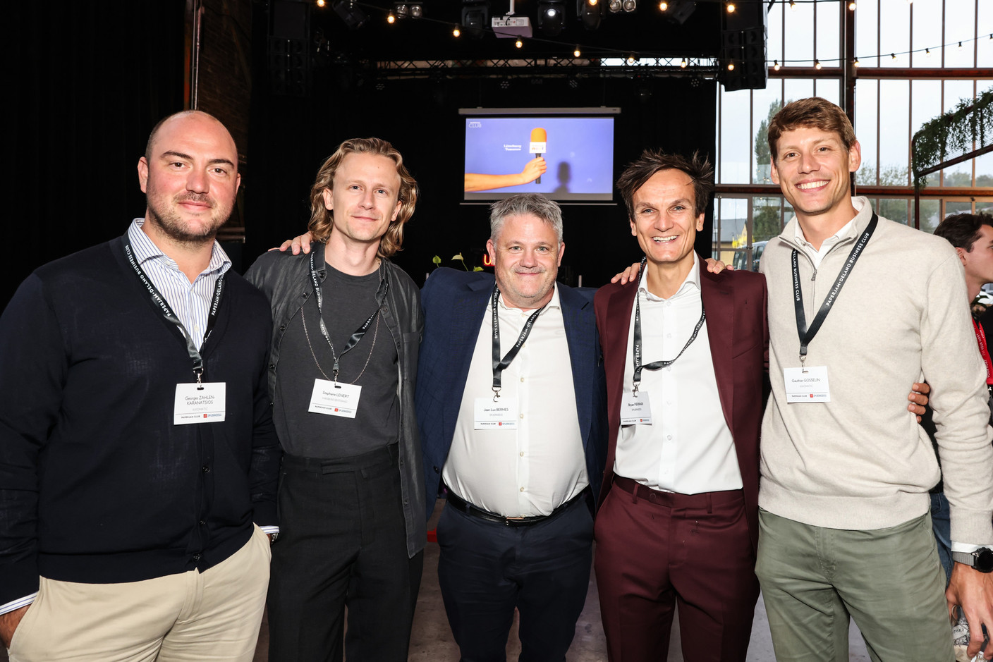 Georges Zahlen-Karanatsios (Axiomatic), Stéphane Lenert (Marberie Bertrand), Jean-Luc Bermes, Bryan Ferrari (Spuerkeess) et Gauthier Gosselin (Axiomatic). (Photo: Marie Russillo/Maison Moderne)