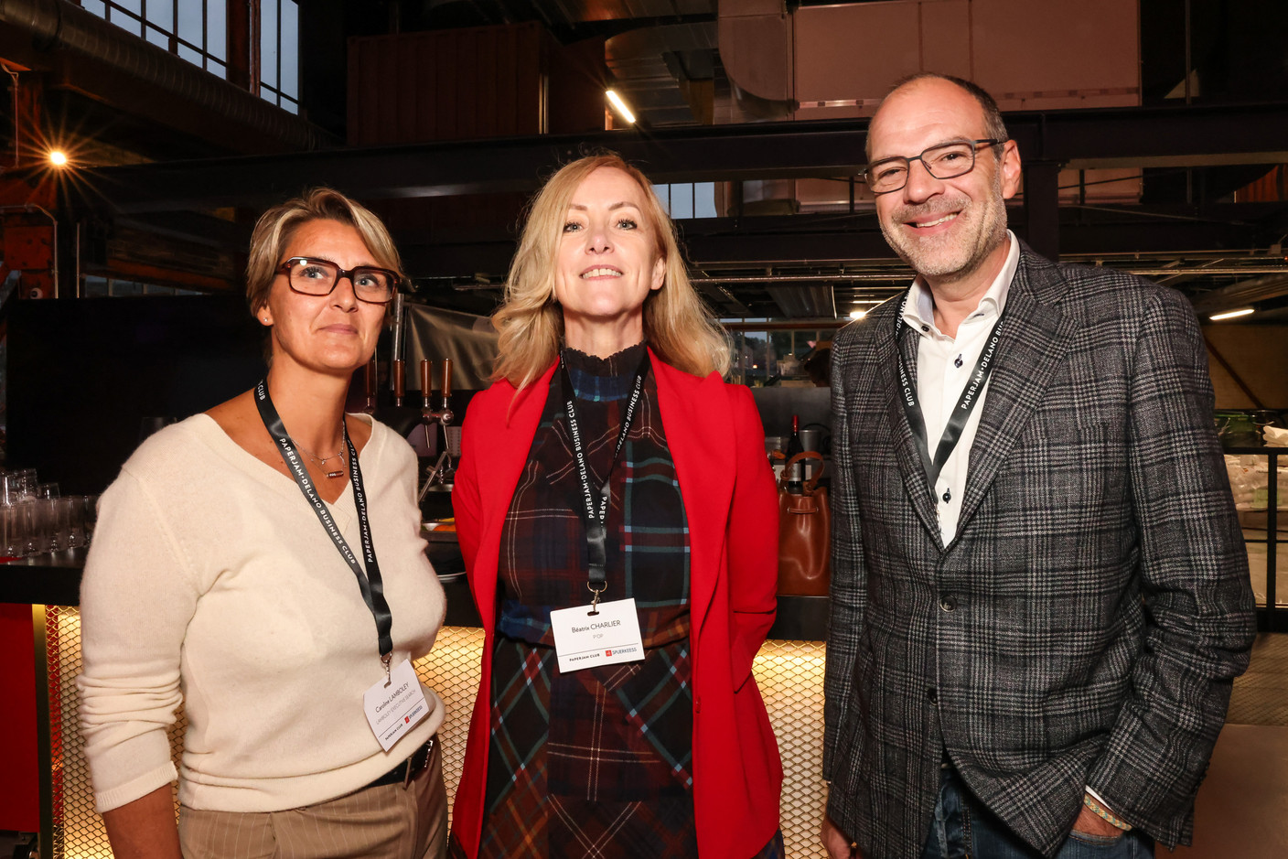 Caroline Lamboley (Lamboley Executive Search), Béatrix Charlier (P'OP) et David Sibaud (Reckinger Alfred). (Photo: Marie Russillo/Maison Moderne)