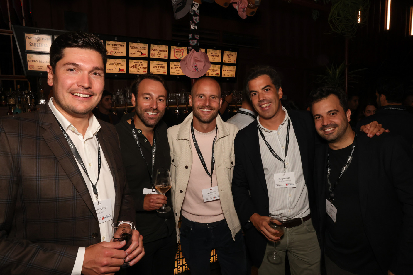 Jean Scholtes (Jumbo Hôtel) à gauche, Steve Vermeer (Investe Group) au milieu, Philippe Harles (Arendt & Medernach) et Pierre V. Pereira Da Silva (Foozo). (Photo: Marie Russillo/Maison Moderne)