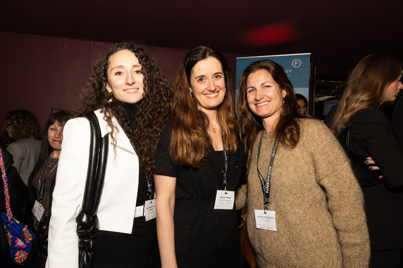 Marie-Adélaïde Leclerc-Olhagaray (Arendt & Medernach), Violaine Mathurin (Ministère de l'économie) et Alexandra Dourassoff (IMC Lux Agency). (Photo: Eva Krins / Maison Moderne)