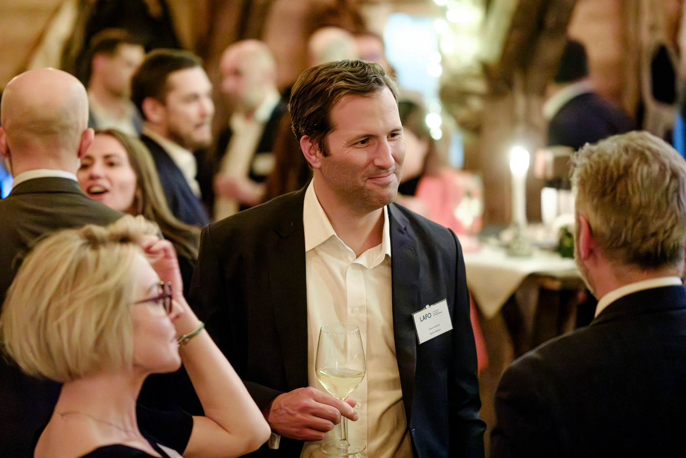 Simon Gorbutt (Luxembourg for Finance) au cocktail d'hiver de Lafo à la Brasserie Schuman, le 11 février 2025. (Photo: Pancake! Photographie)