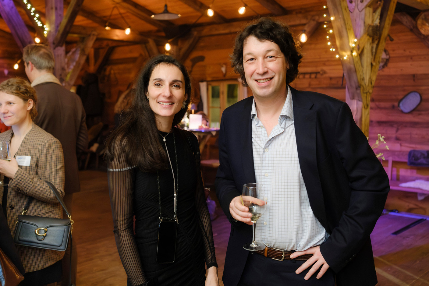 Adriana Beato (Cayston) et Olivier Dal Farra (Baker McKenzie) lors du cocktail d'hiver de Lafo à la Brasserie Schuman, le 11 février 2025. (Photo: Pancake! Photographie)