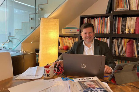 Thibault de Barsy bien installé en «home office». (Photo: Thibault de Barsy)