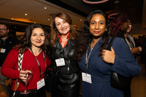 Stéphanie Marrocco, Corinne Migueres (Luxfly Indoor Skydive) et Smita Gooljar (Ila). (Photo: Eva Krins/Maison Moderne)