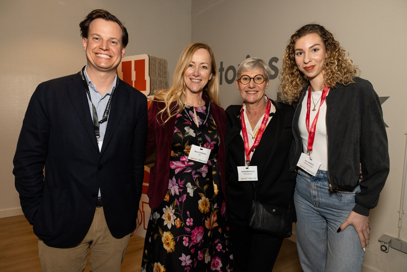 Nicolas Speeckaert (All Eyes On Me), Béatrix Charlier (P'OP), Nathalie Bourdeau (Maison Moderne) et Sara Ledrich  (Maison Moderne). (Photo: Eva Krins/Maison Moderne)
