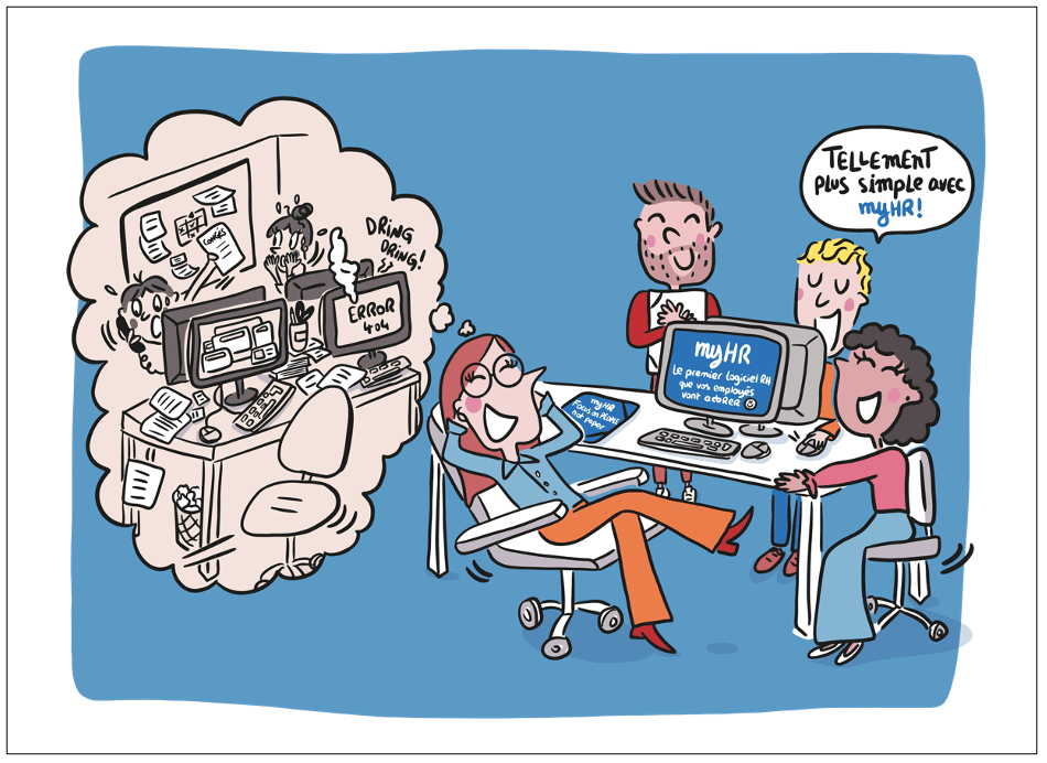 «RH: se mettre à la page oui, mais sans papier!» Illustration: Julie Artichoke