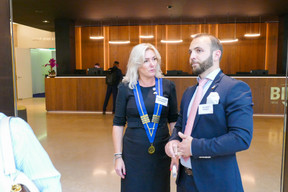 Monika Wardega (left), president of Rotary Club Luxembourg Hearts; Riccardo Pedrotti, member of Rotary International.  Photo: Rotary Club Luxembourg Hearts 
