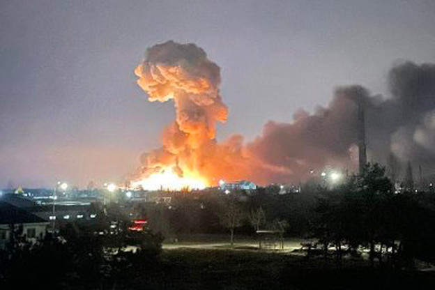 La présidence ukrainienne a envoyé ce cliché, montrant une explosion dans la capitale à Kiev, au média américain CNN. (Photo: Présidence ukrainienne)