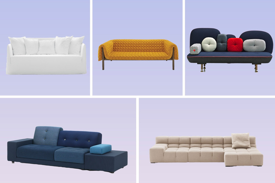 Here are Sahar Azari’s favourite sofas. Photos: David Angeletti/Lcgdp/Uppercut, B&B Italia, Vitra, Ligne Roset, Gervasoni, Moroso. Montage: Maison Moderne