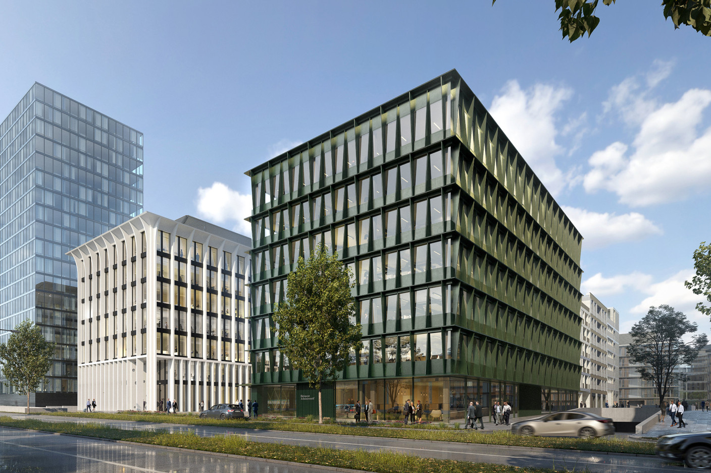 Les bâtiments de bureaux White House et Emerald sont sur le point d’être livrés.  (Illustration: Grossfeld)