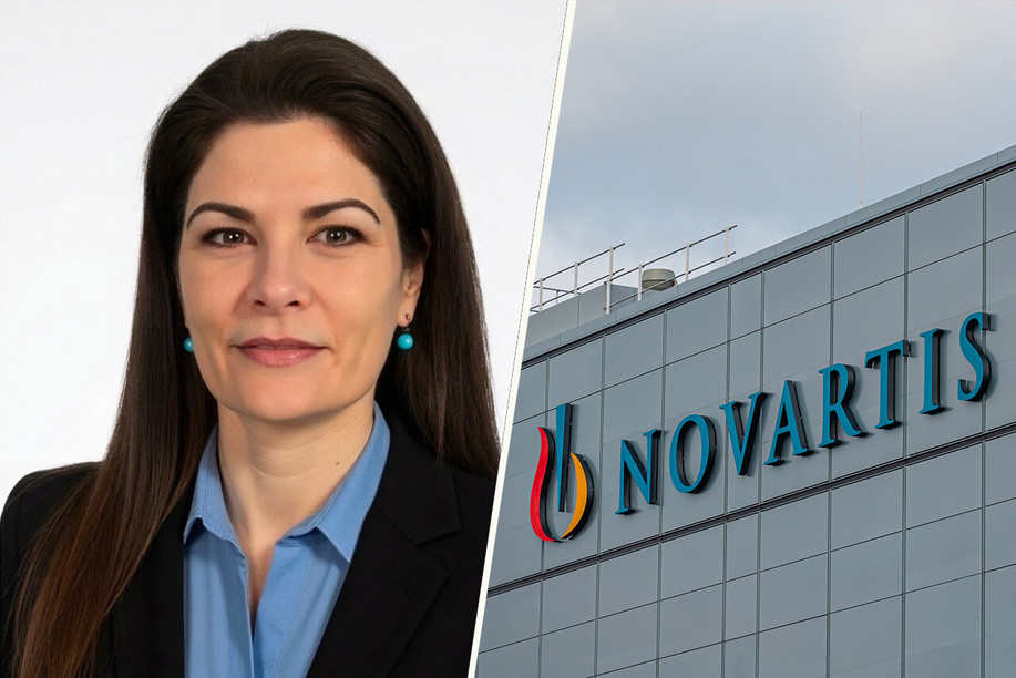 French executive Sarah Bonhomme is taking the helm of the pharmaceutical group in Belgium and Luxembourg. She succeeds Federico Mambretti, who has been appointed head of Novartis in Italy. (Photos: Novartis, Shutterstock; layout: Paperjam)