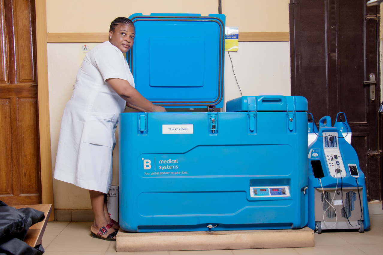 A vaccine refrigerator similar to those deployed in Madagascar B Medical Systems