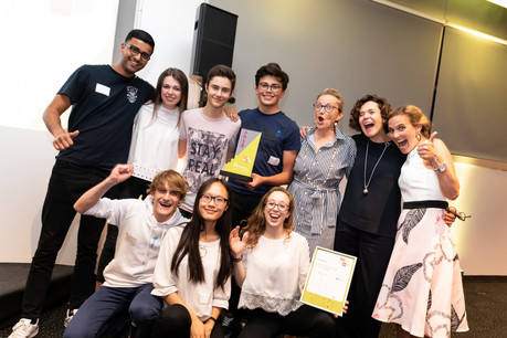 La mini-entreprise Say It du Lycée Aline Mayrisch est spécialisée dans la production de vidéos promotionnelles pour les entreprises. (Photo: Jonk Entrepreneuren Luxembourg)