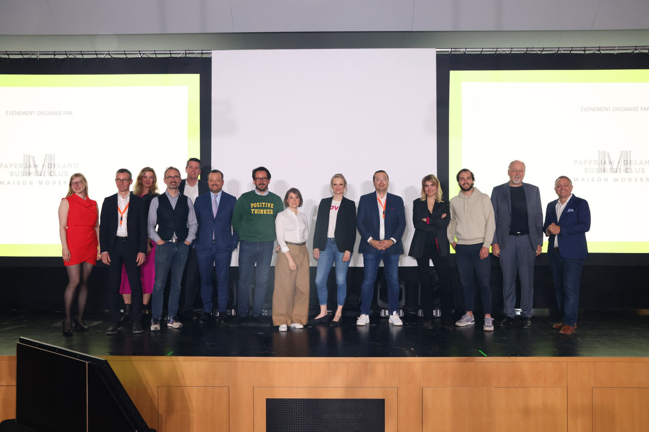  From left to right: Katarzyna Bialek (Maison Moderne), Patrick Kersten (Startups.lu), Gosia Kramer (The Office), Régis Claudel (Blue Wire), Lex Delles (DP), Jean-Marc Ueberecken (Arendt & Medernach), Damien Chasseur (Collaboration Betters the World), Clémentine Venck (Cocottes), Genna Elvin (Tadaweb), Vincent Lyonnet (Steel Shed Solutions), Carolyn Prestat (Fiveoffices), Felix Hemmerlin (kodehyve), Jean-Marc Fandel (scaleup.de), Pedro Castilho (Verbalius). Photo: Eva Krins/Maison Moderne