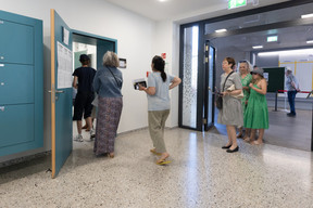 Voters queue up to case their ballots for the municipal elections in Esch-sur-Alzette, 11 June 2023. Photo: Guy Wolff/Maison Moderne