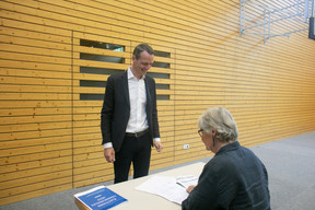 Serge Wilmes, currently first deputy mayor (CSV), seen at a polling station in Luxembourg City, 11 June 2023. Photo: Maison Moderne