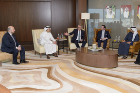 Étienne Schneider, Pierre Gramegna, S.A.R. le Grand-Duc héritier et Majid Saif Al Ghurair, président de la Chambre de commerce et d'industrie de Dubaï. (Photo: SIP / Jean-Christophe Verhaegen)