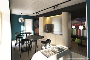 Vue de l’espace «lounge» musique. ((Illustration: Architecture & Urbanisme 21))